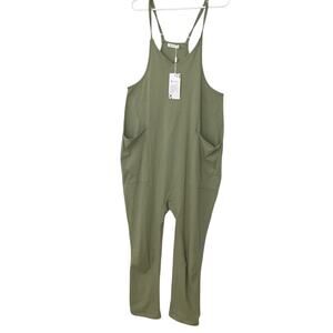 OUFEIYA Womens Casual Sleeveless Romper Loose Solid Jumpsuit Pant Baggy Sz S